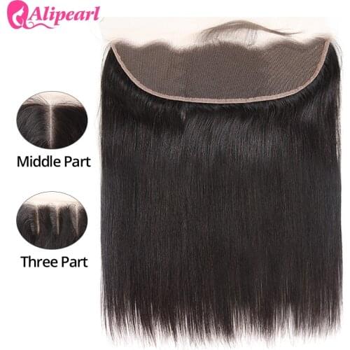 AliPearl Hair Ear to Ear Lace Frontal Closure 13X4 Free Part With Baby Hair Pre Plucked Brazilian Straight Human Hair Remy Hair