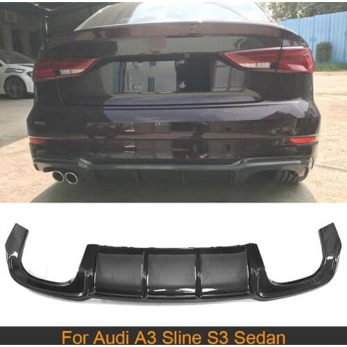 Car Rear Bumper Diffuser Lip Spoiler For Audi A3 Sline S3 Sedan 2017 2018 Rear Bumper Diffuser Lip Spoiler Carbon Fiber / FRP