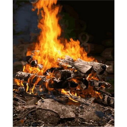 Frameless diy paintings by numbers picture by numbers on canvas for home decor 4050cm fire
