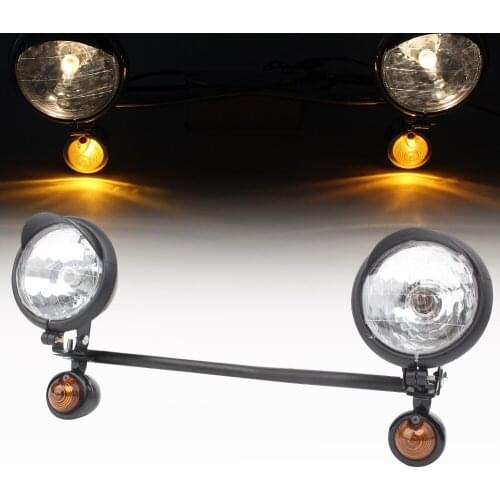 Black Motorcycle Spot Fog Lamp Passing Turn Signal Lights Bar For Harley Honda Yamaha Kawasaki Suzuki Cruiser Custom Moto