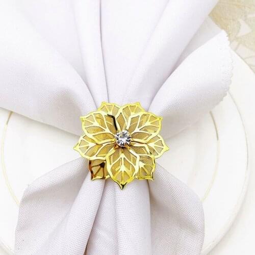1Pcs Flowers Napkin Ring Flower Rhinestone Design Towel Napkin Buckle Holders Wedding Party Dinner Table Tool Table Decoration