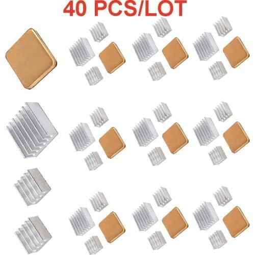 40 PCS Raspberry Pi Heatsink Kit High Performance Aluminum Heatsink for Raspberry Pi B B+ 2 and 3, Heatsink Copper Pad Shims