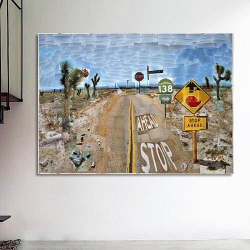 David Hockney 1986 Pearlblossom highway Canvas Painting Huge Poster Wall Art Giclee print For Living Room,Landscape Pictures