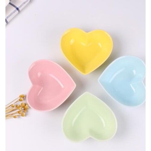 Ceramic hot pot seasoning dish ceramic heart-shaped dish kitchen multi-purpose dish LX3133