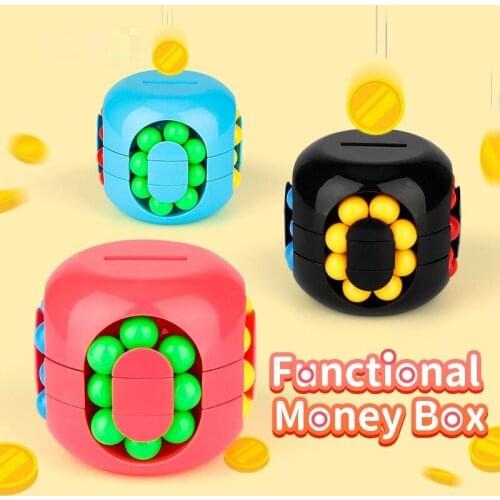 Coins Piggy Bank Anti-Stress Rotating Magic Bean Cube Fingertip Anxiety Fidget Adults Kids Educational Toys Stress Reliever Toys