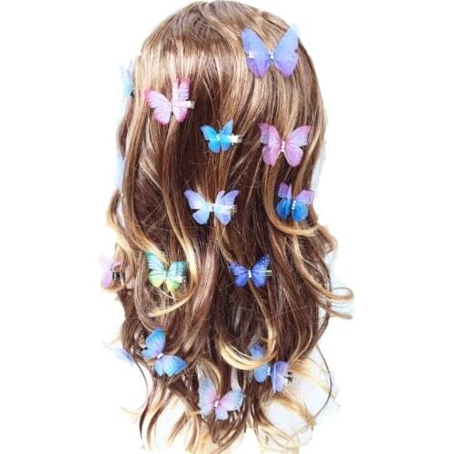 Beautiful Rhinestones Double Layers Tulle Butterfly Hair Clip For Women Girls Hairpin Gauze Butterfly Hair Accessories Ornaments