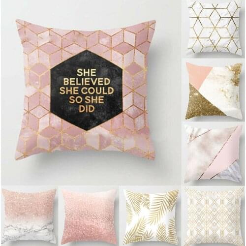 Hot 2020 Fashion Gold Shining Printed Polyester Throw Pillow Case Home Furnishing Sofa Cushion Cover Home Decor