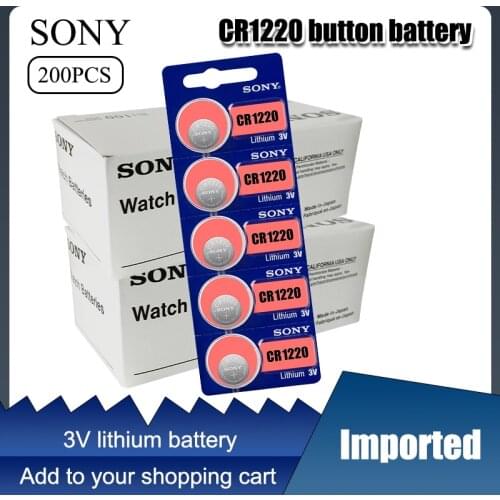 200pcs/lot Sony Original CR1220 Button Cell Battery For Watch Car Remote Key cr 1220 ECR1220 GPCR1220 3v Lithium Batteries