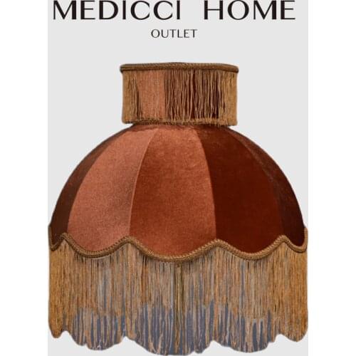 Medicci Home Velvet Lampshade With Tassels Retro Caramel Color Italy Style Handmade Luxury Lamp Shade For Table Lamp Floor Light
