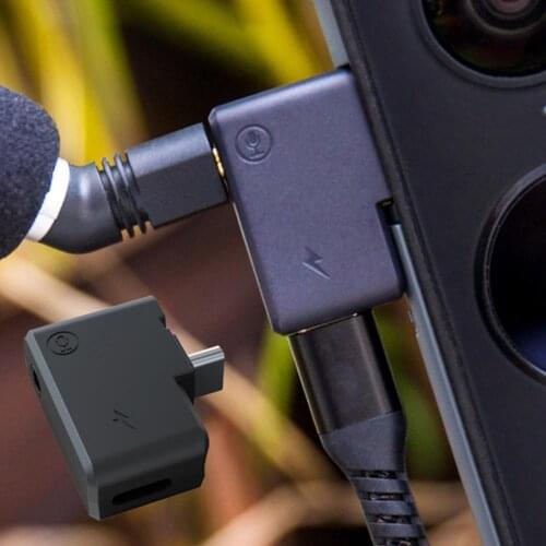 Microphone 3.5mm/USB-C Charging Adapter Audio External Mic Mount for Insta360 ONE X2