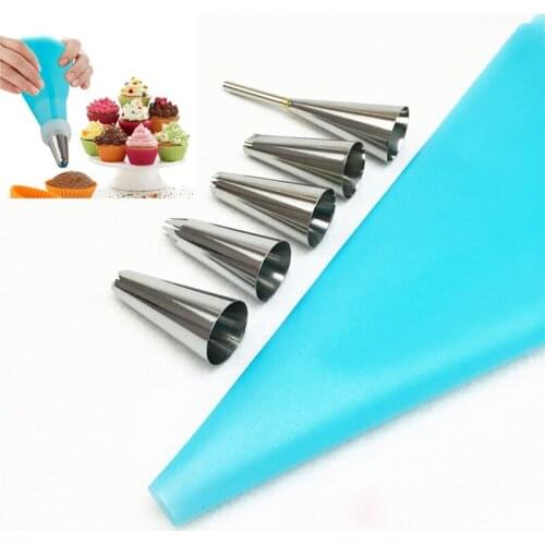 5PCS/SET Pastry Nozzles Sets Puff Cream Cake Nozzle+3 Stainless Steel Cream Nozzles+TPU Pastry Bag Cupcake Cake Decoarting Tools