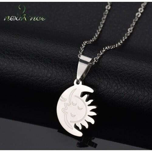 Nextvance Lover Moon hug Kiss Sun Cute Pendant can Engrave Name Necklace 316 L Stainless Couple Necklaces For Women Jewelry
