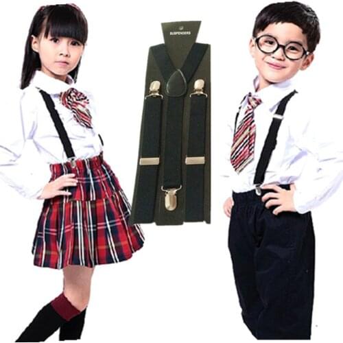 Solid Color Unisex Children Suspenders Kids Elastic Adjustable Middle School Boys Girls Braces Accessories BD001-M 2.5*85CM
