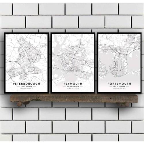 Peterborough Plymouth Portsmouth Preston Reading Rotherham Sheffield Southampton Southend-On-Sea United Kingdom Map Poster