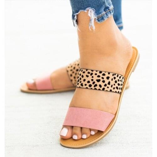 Beach Sandals Women Summer Shoes 2021 Fashion Leopard Flats Shoes Women Slippers Casual Sandals Women Shoes Plus Size Flip Flops