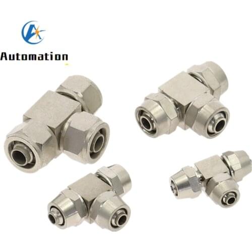 PE Copper Plated Nickel Pneumatic Air tee Quick Connector For Hose Tube OD 4MM 6 8 10 12 14 16MM Fast twist Joint Connection