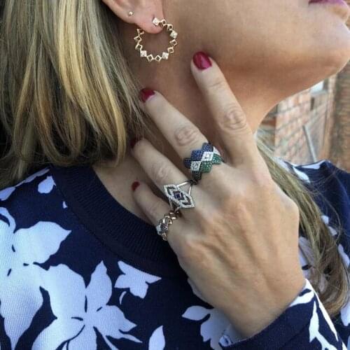 Full cz eternity band turkish evil eye charm finger ring for women stacking cz bands