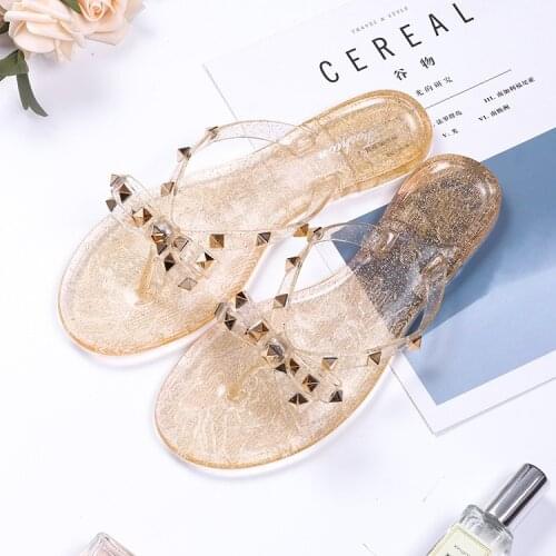 Hot 2020 Fashion Woman Flip Flops Summer Shoes Cool Beach Rivets big bow flat sandals Brand jelly shoes sandals girls size 36-45
