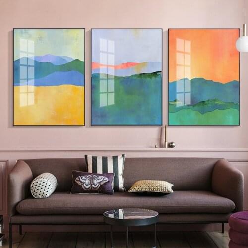 Simple Nordic abstract watercolor geometric landscape INS Morandice living room murals poster print canvas decorative painting