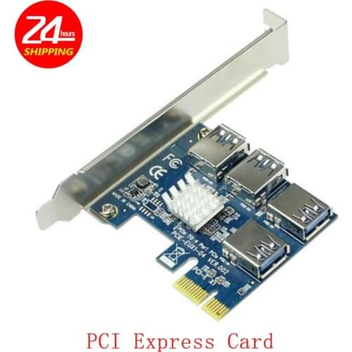 PCI-E 1 To 4 PCI Express 16X Slots Riser Card PCI-E 1X To External 4 PCI-e Slot Adapter PCIe Multiplier Card For Bitcoin Miner