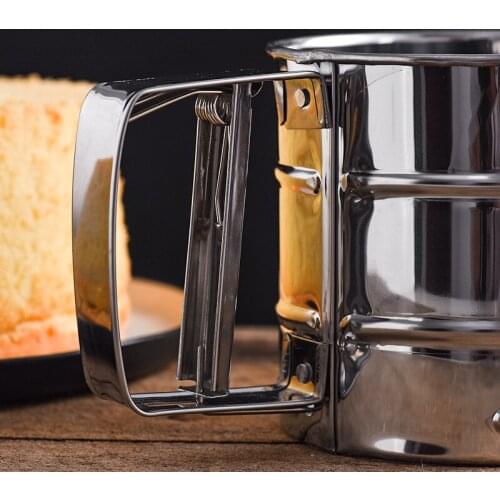 Hand-Held Flour Sifting Tool Steel Semi-Automatic Handheld Flour Sieve Kitchen Baking Accessories Cake Coffee