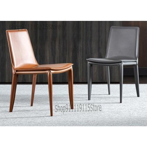 Saddle Chair Nordic Luxury Italian Minimalist Family Leather Dining Chair Hotel Coffee Shop Dining Room Study Dessert Shop Stool