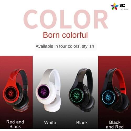 Noise Canceling Headphone Wireless Bluetooth Earphone With LED Light Bass Stereo Music Headphones Handsfree Sport Headsets