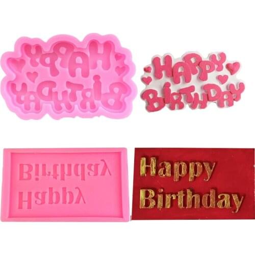 Silicone 3D Happy Birthday Letter Mold Alphabet Chocolate Mold DIY Candy Sugarcraft Jelly Fondant Cake Mold Cake Decorating Tool