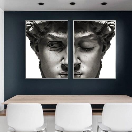Nordic Style Classic David Sculpture Canvas Painting Wall Art Pictures Decoration Living Room Corridor Decor Posters and Prints