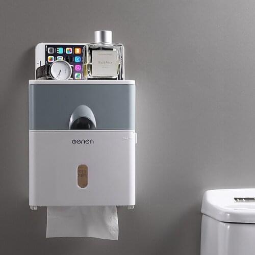 Waterproof Toilet Paper Holder Wall-mounted Toilet Paper Dispenser Multifunction Tissue Storage Box Bathroom Accessories
