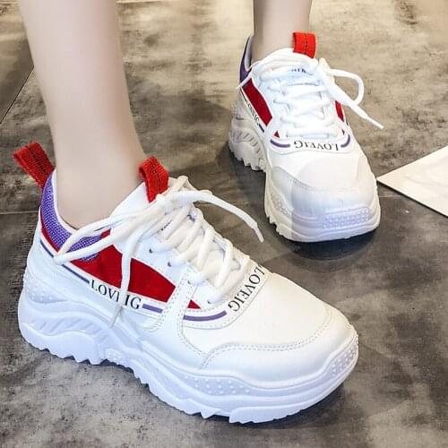 2019 New Women Chunky Sneakers Basket Women Casual Platform Shoes Canvas Female Trainers Lightweight Dad Shoes High Top Sneakers