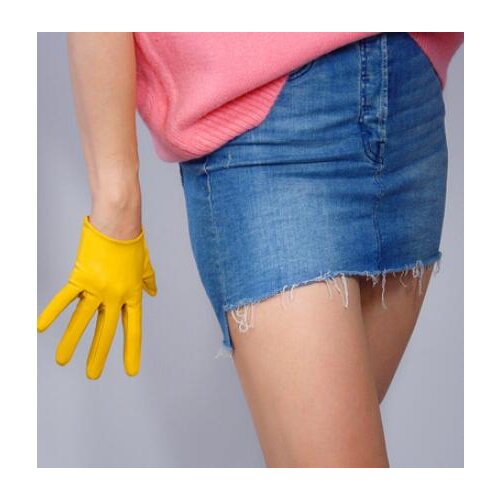 Womens fashion yellow color sexy slim faux pu leather glove ladys club performance formal party leather short glove R2093