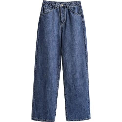 Neophil Winter Vintage Fashion Wide Leg Denim Pants High Wasit Plus Size Loose Straight Ladies Eleangt Style Solid Jeans P9714