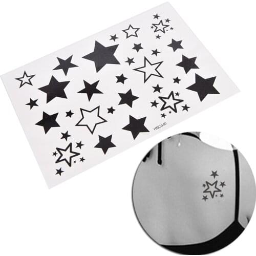 1sheet Waterproof Temporary Tattoo Stickers Black White Stars Design Woman Sexy Fake Tattoos Sticker For Women Body Art