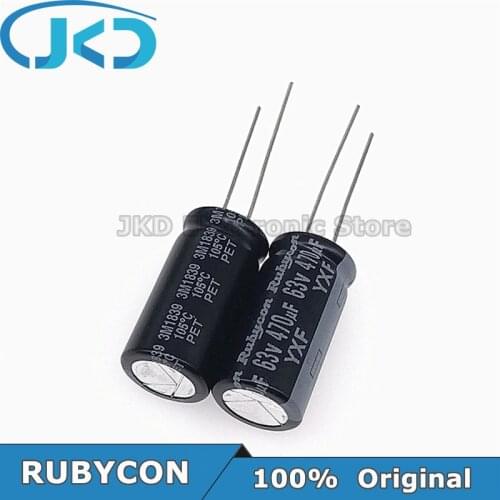 10pcs RUBYCON 470UF 63V 12.5*25mm 470UF63V 63V470UF 12.5x25mm Aluminum Electrolytic Capacitor 100% Original