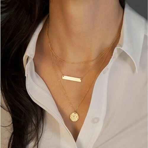 2020 Charming Jewelery Accessories Geometric Sequins Multilayer Chain Necklace For Women Jewelry Wholesale New Product Launch