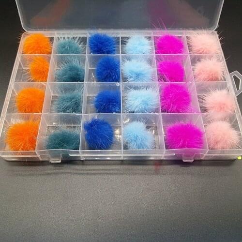 2021Summer 24PCS /BOX Detachable Nail Pom Pom Bulk Magnetic Fluffy Plush Ball 3D Nail Art Decorations Can Be Reused For Cleaning