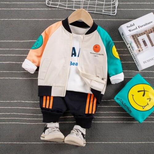 2021 Spring Autumn Fashion Newborn Baby Boys Clothing Cartoom Cotton Coat+Shirt+Pant 3pc/Sets Toddler Kids Tracksuits Outfits