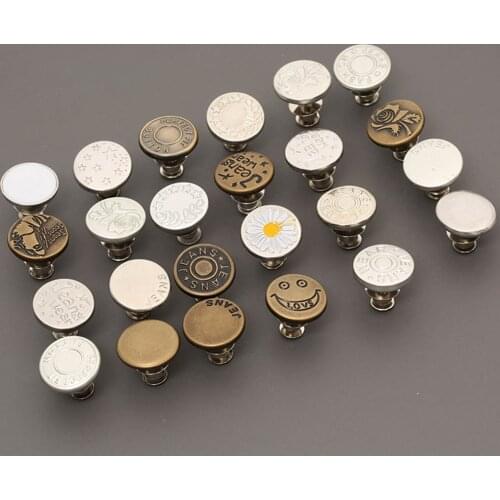 3PCS Detachable Metal Buttons Snap Fastener Pants Pin for Jeans Retractable Button No Sewing Perfect Fit Reduce Waist