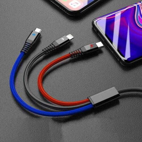 3 In 1 Micro Usb Multi Charger Cable Led Type C Usb 3in1 Tipo C Charging Cord Kabel For Xiaomi K20 Pro Mi A3 A2 Redmi Note 5 7