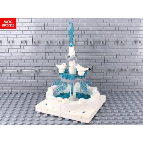 5Sets/lot MOC Bricks Park Fountain bird City Water Statue Creative brick kits Building Blocks Compatible All Brands toys