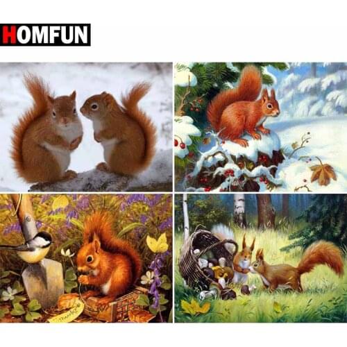 HOMFUN Full Square/Round Drill 5D DIY Diamond Painting "Animal squirrel scene" Embroidery Cross Stitch 5D Home Decor Gift