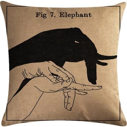Hand Shadow Animal Pattern Pillow Case 45*45cm Linen Square Fashion Cushion Cover Home Decor Pillow Cover Car Sofa Decorative