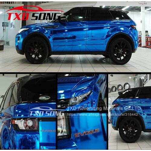 Car styling High stretchable Waterproof UV Protected Dark Blue Chrome Mirror Vinyl Wrap Sheet Roll Film Car Sticker Decal Sheet