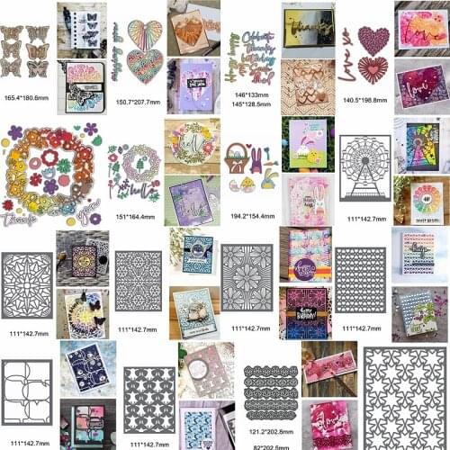 Butterfly Heart Letter Flower Rabbit Lace Ferris Wheel Hollowed Square Frame Metal Cutting Dies Decorate Cards Crafr Die Cut New