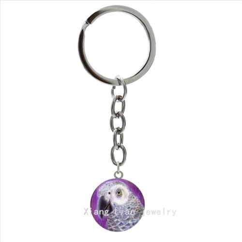 Cool Nature wildlife animal jewelry keychain Clever Bird Parrot art picture pendant ring bijoux key chain men gift NS533