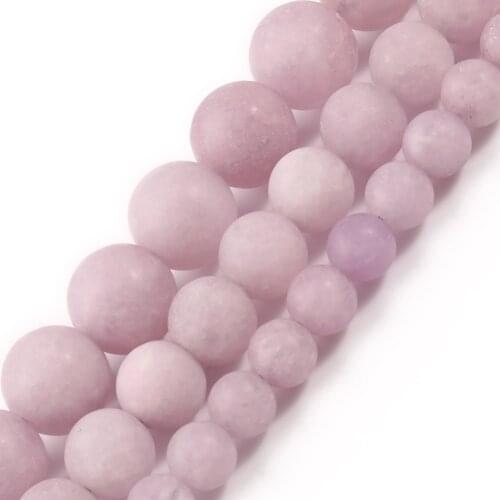 Spodumene Kunzite Natural Stone Beads Light Purple Matte Jades Round For Jewelry Making DIY Bracelets Necklace