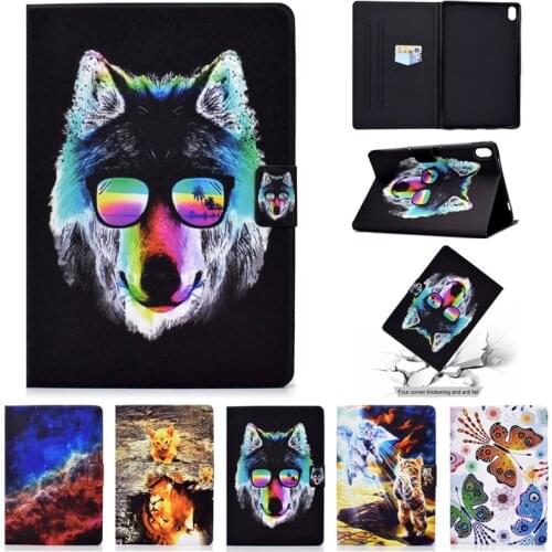 Coque For Lenovo P11 Case 11 Inch Color Wolf Cat Slim Leather Cover For Funda Lenovo Tab P11 Tablet Case TB-J606F TB-J606L