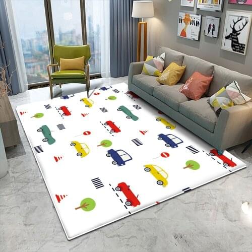 Tapis Simple Color Car Pattern Children Comfortable Carpet Non-Slip Children Flannel Carpet Baby Rectangle Carpet Baby Play Mat