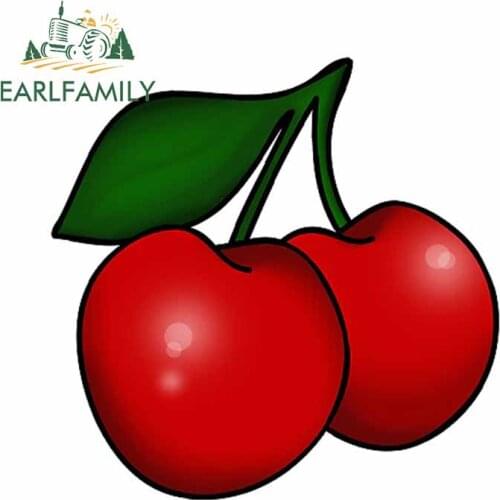EARLFAMILY 13cm x 12.7cm for Red Cherry Car Stickers Cartoon Windshield Decal Occlusion Scratch Personality VAN Car Assessoires